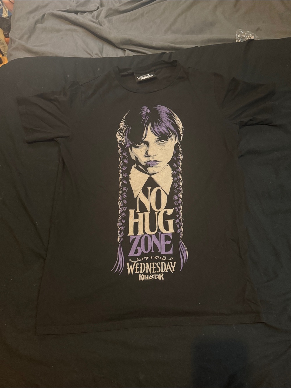 Killstar Black Graphic Tee with Purple Accents w/ Wednesday Adam's on front